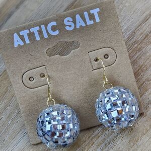 🩵NWT Attic Salt Silver Disco Ball Dangling Earrings